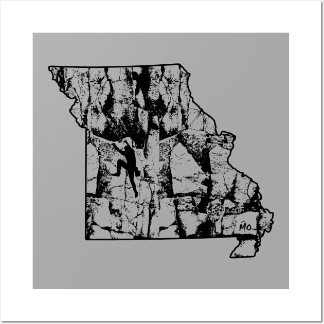 Rock Climbing Missouri Rock Climber State Map Wall Art by TeeCreations